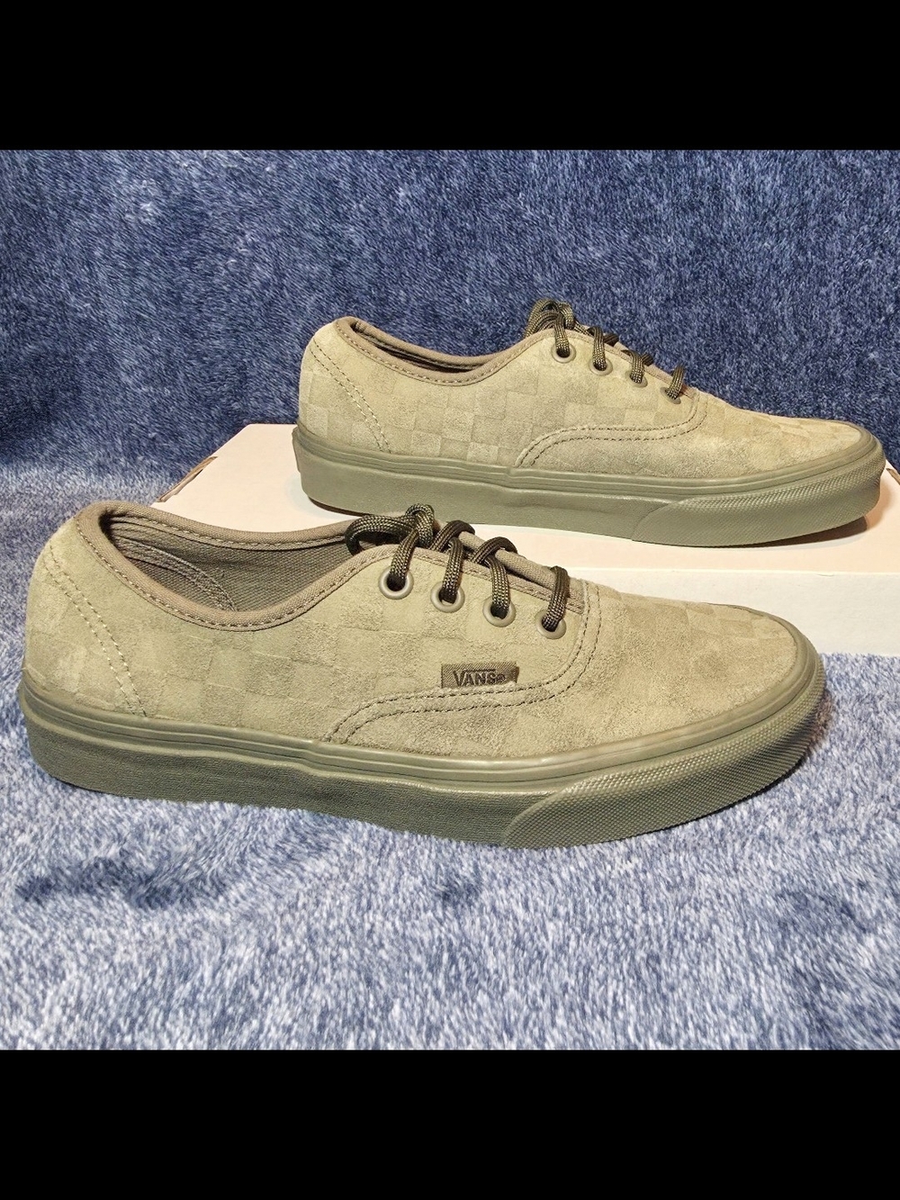 Vans Men’s Olive Green Checkerboard Suede Low-Tops